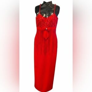 Tiffany Designs Womans Red Sequins Dress Size 6 * Read Descriptions*